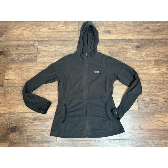 The North Face Womens Hooded Black Fleece Full Zip Jacket Sweatshirt Sz Medium - Picture 1 of 7
